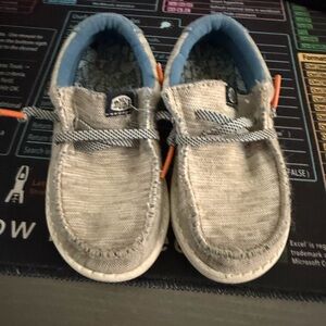 Toddler Hey Dude Grey Canvas Slip-Ons with Blue Lining